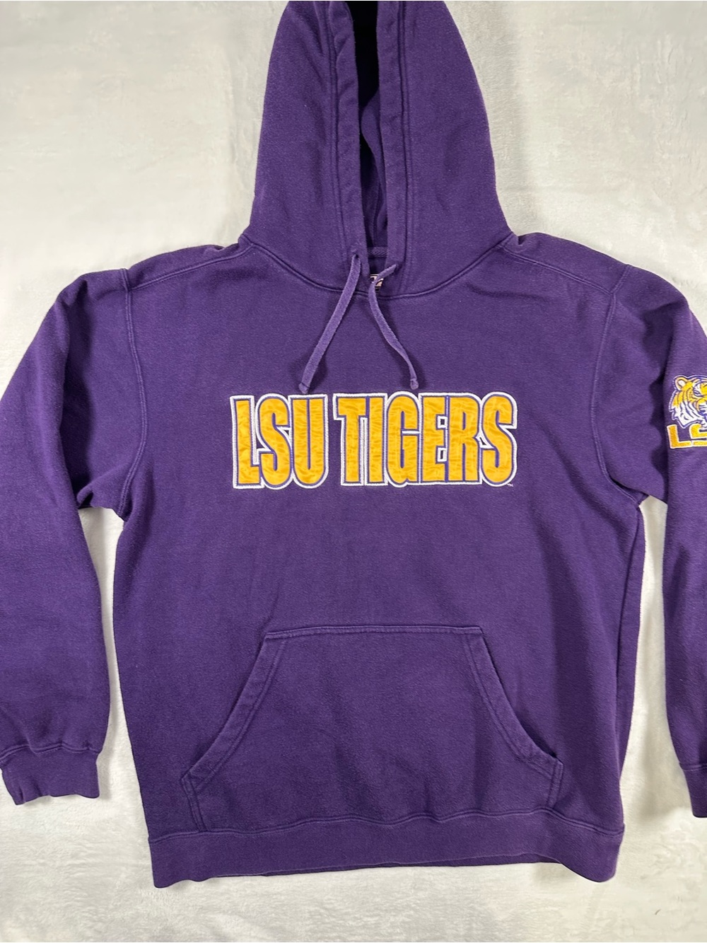 Vintage 1990’s LSU Tigers Pullover Hoodie with Yellow Lettering
